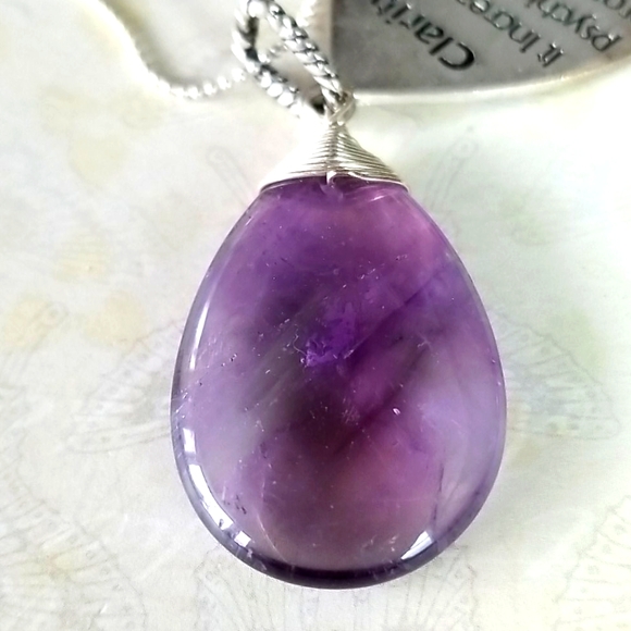 Amethyst Boho Clarity Silver Tone Pendant Ball Bead Chain Necklace - Picture 4 of 10